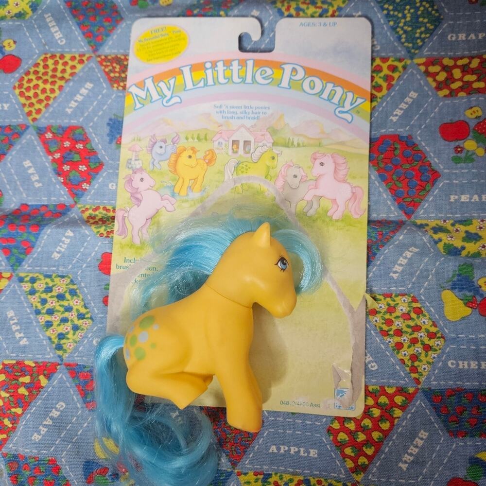 Vintage 80s My Little Pony - Bubbles with Original Backing Board